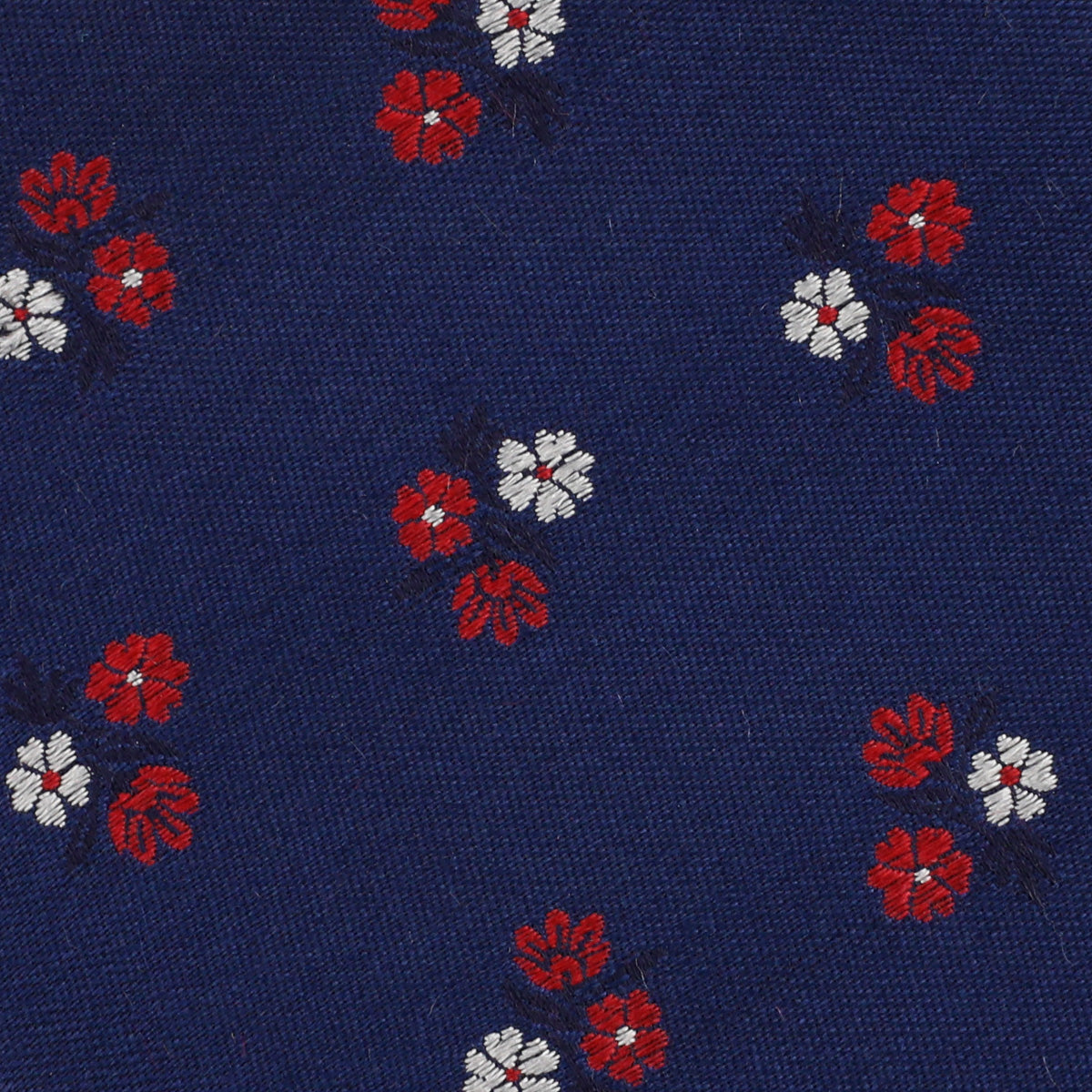 Floral Jacquard Bespoke Silk Tie - Navy / Red