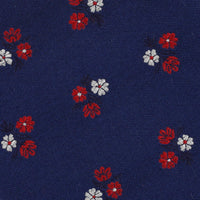 Floral Jacquard Bespoke Silk Tie - Navy / Red