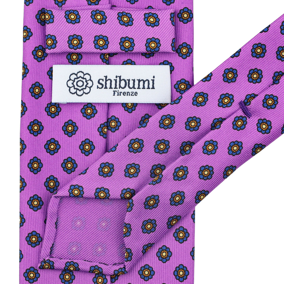 Shibumi-Flower Printed Silk Tie - Lilac - Hand-Rolled