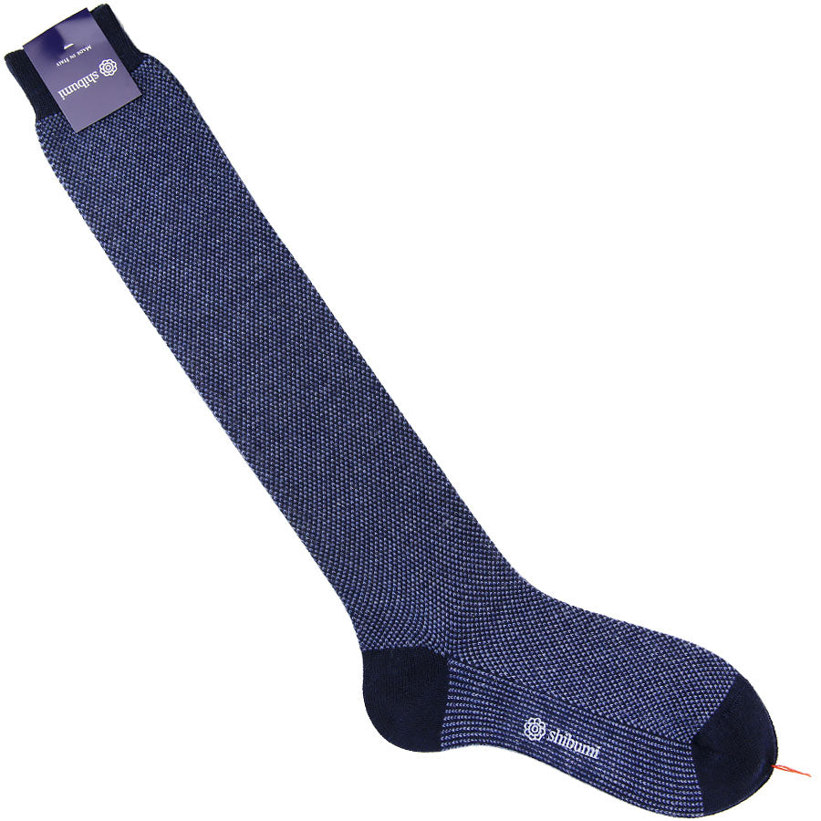 Knee Socks - Birdseye - Navy - Pure Cashmere
