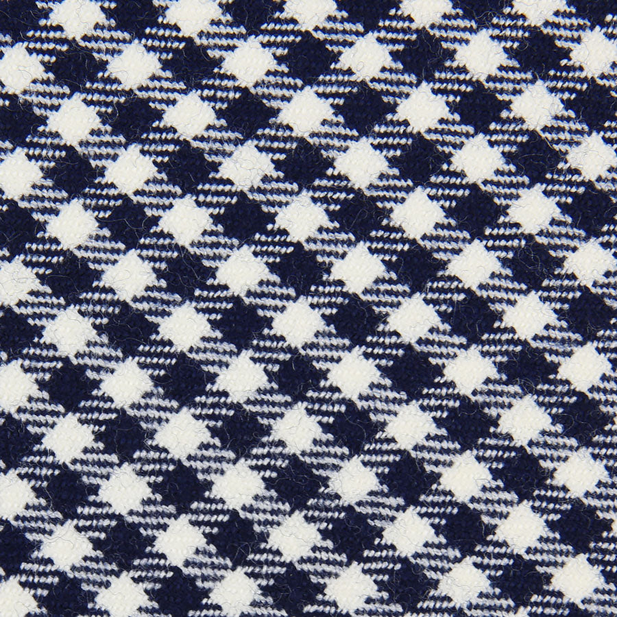 Vintage Houndstooth Wool Bespoke Tie - Navy / White