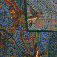 Paisley Motif Wool / Silk Pocket Square - Forest - 40x40cm