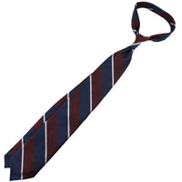Repp Stripe Silk Tie - Navy / Burgundy / Grey - Hand-Rolled