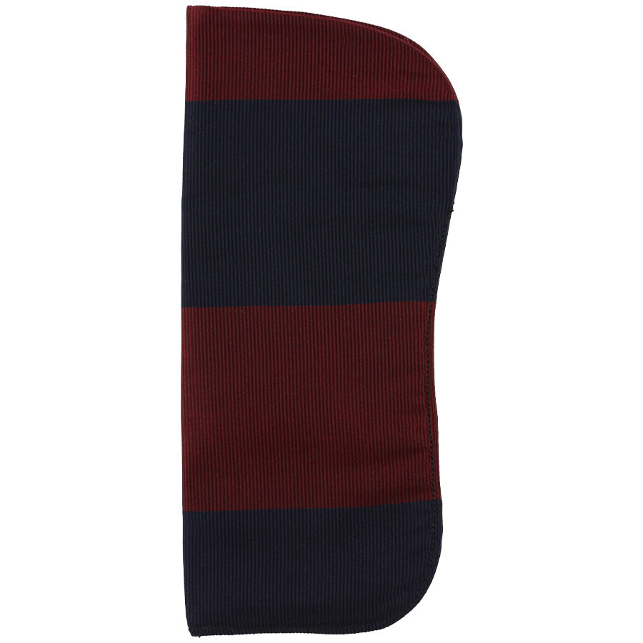 Japanese Repp Stripe Silk Glasses Case - Navy / Burgundy