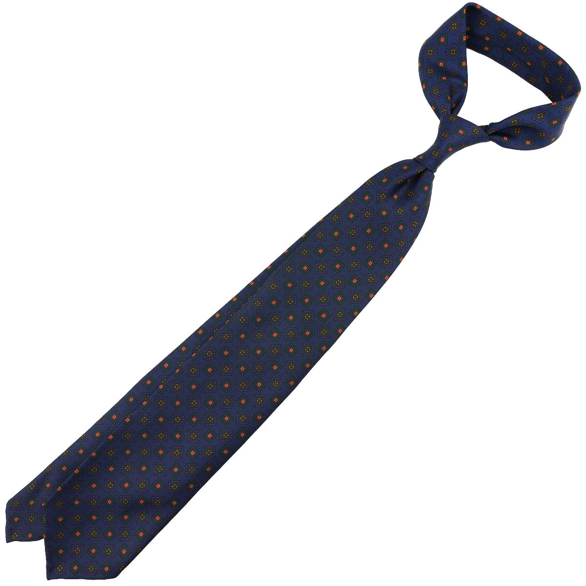 Ancient Madder Silk Tie - Navy - Hand-Rolled