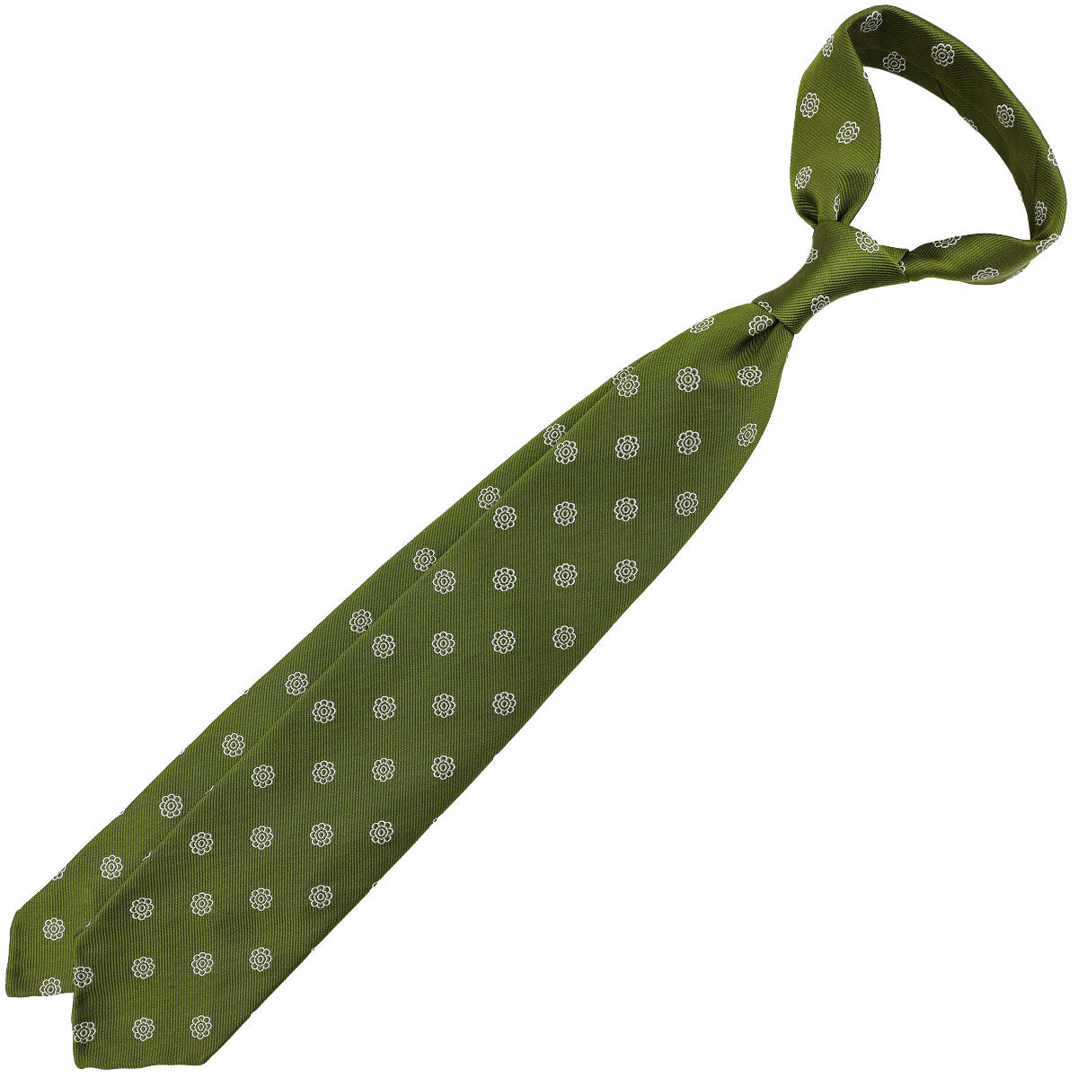 Shibumi-Flower Japanese Jacquard Silk Tie - Olive