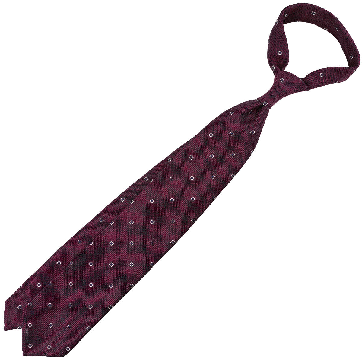 Floral Fina Grenadine Silk Tie - Wine Mottled - Hand-Rolled