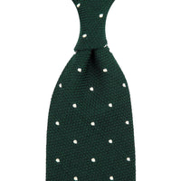 Dotted Wool/Silk Grenadine Tie - Forest - Hand-Rolled