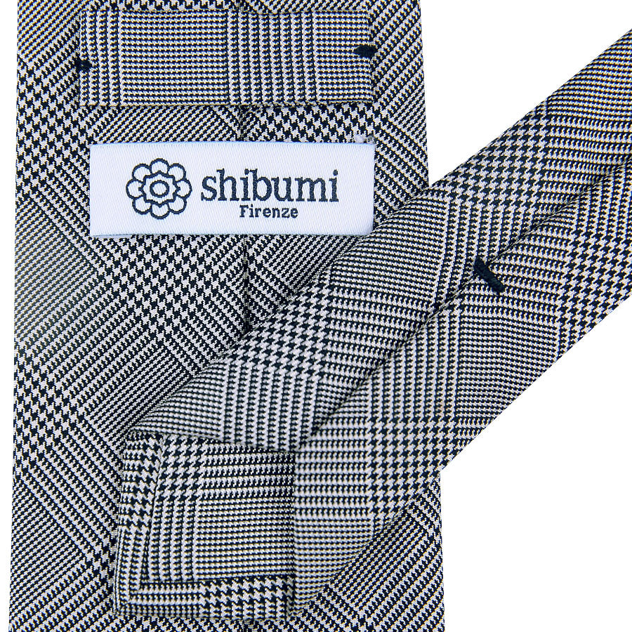 Glencheck Woven Silk Tie - Black / White - Self-Tipped
