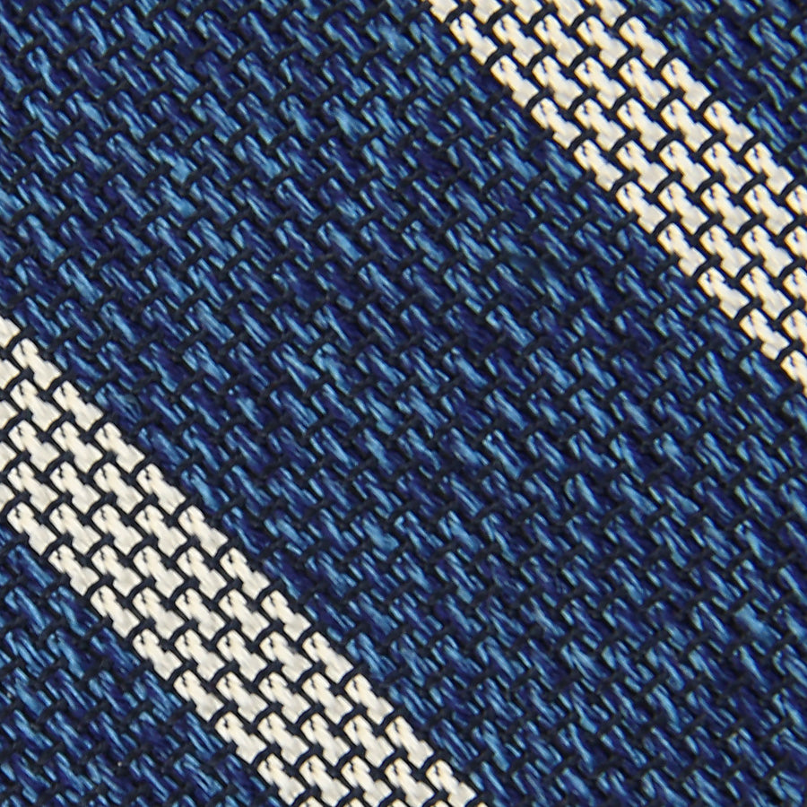 Striped Grenadine / Garza Fina Bespoke Tie - Blue Mottled