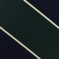 Japanese Repp Stripe Silk Tie - Navy / Forest / Cream