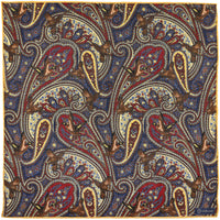 Paisley Motif Wool / Silk Pocket Square - Cream - 40x40cm