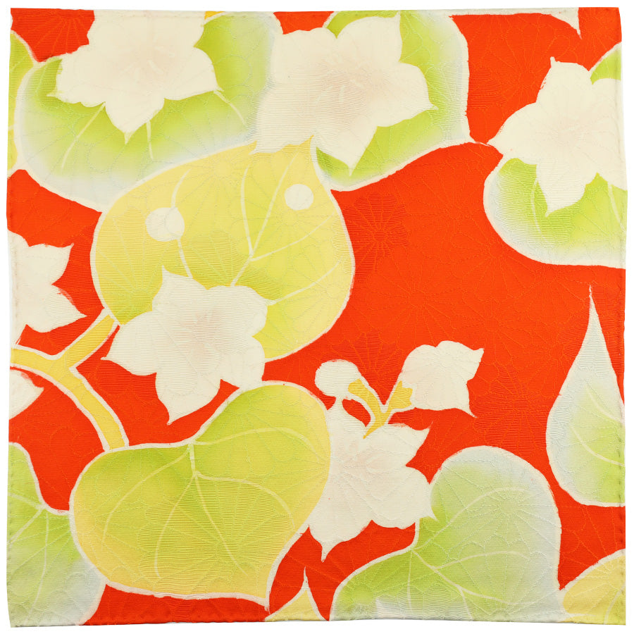 Vintage Kimono Silk Pocket Square - Orange