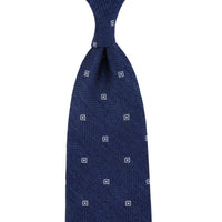 Floral Fina Grenadine Silk Tie - Navy Mottled - Hand-Rolled