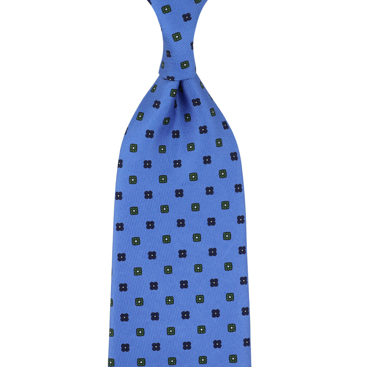 Floral Printed Silk Tie - Light Blue - Hand-Rolled