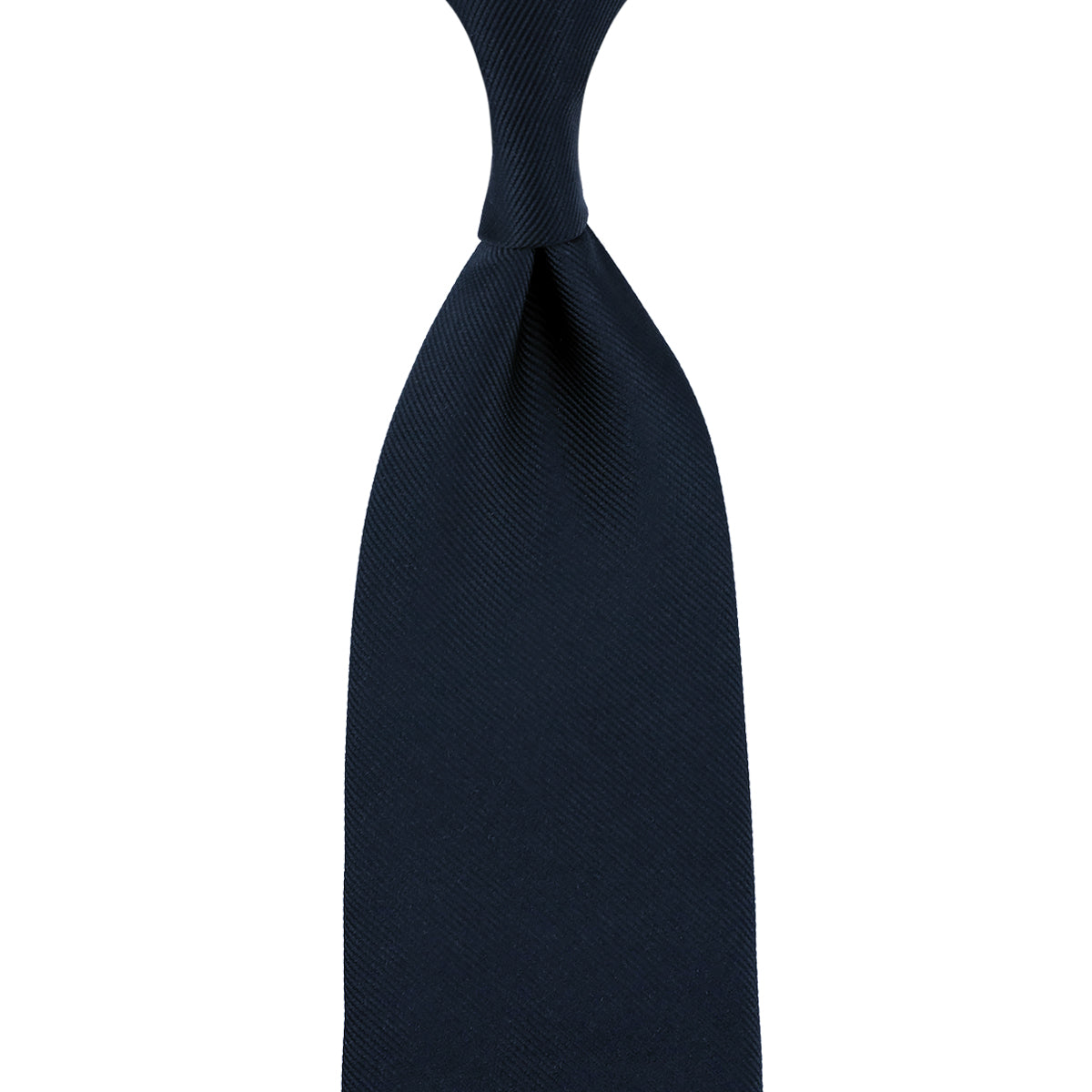 Plain Japanese Jacquard Silk Tie - Midnight - Hand-Rolled