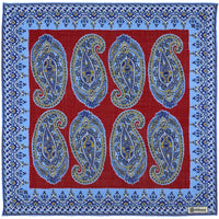 Paisley Motif Wool / Silk Pocket Square - Red - 40x40cm