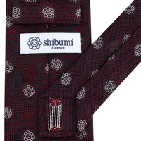 Shibumi-Flower Fina Grenadine Silk Tie - Burgundy