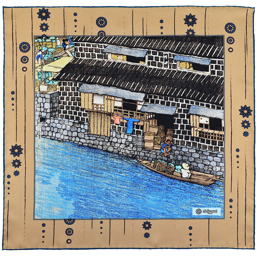 Ukiyo-e Silk Pocket Square - Daikon-Gashi - 40x40cm
