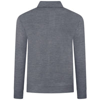 Merino Wool Knitted Polo - Mid Grey