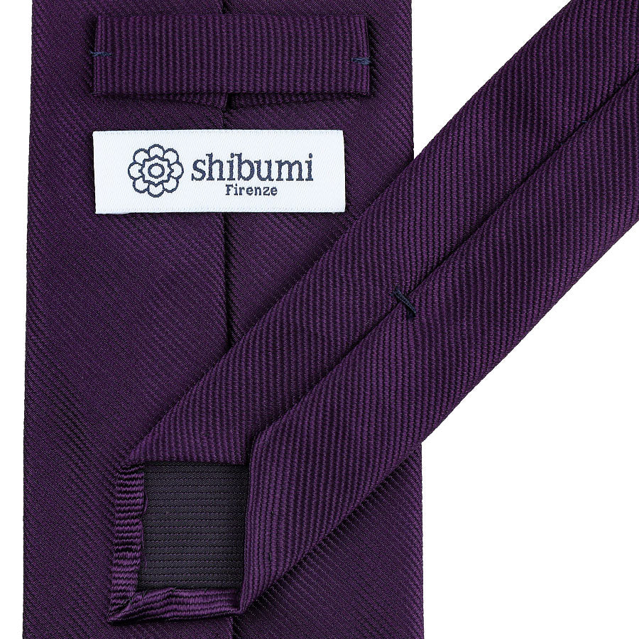 Plain Repp Silk Tie - Eggplant - Hand-Rolled