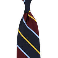 Japanese Repp Stripe Silk Tie - Burgundy / Navy