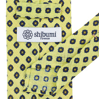 Shibumi-Flower Printed Linen Tie - Pale Yellow - Hand-Rolled