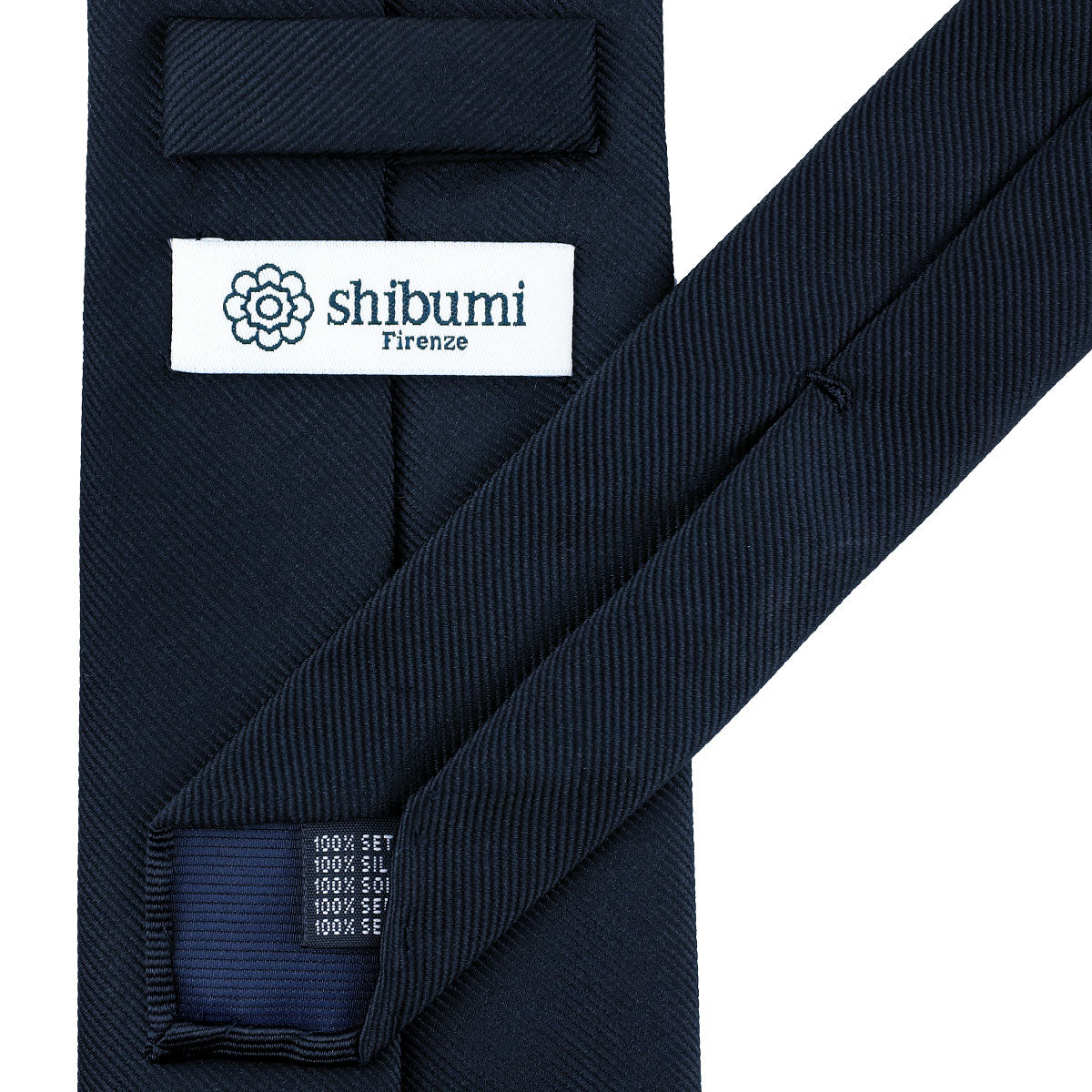 Plain Japanese Jacquard Silk Tie - Midnight - Hand-Rolled