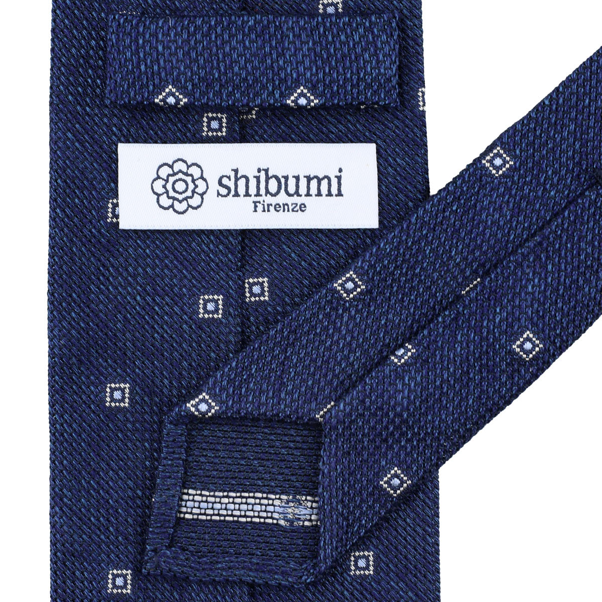 Floral Fina Grenadine Silk Tie - Navy Mottled - Hand-Rolled