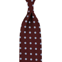 Floral Jacquard Silk Tie - Burgundy - Hand-Rolled
