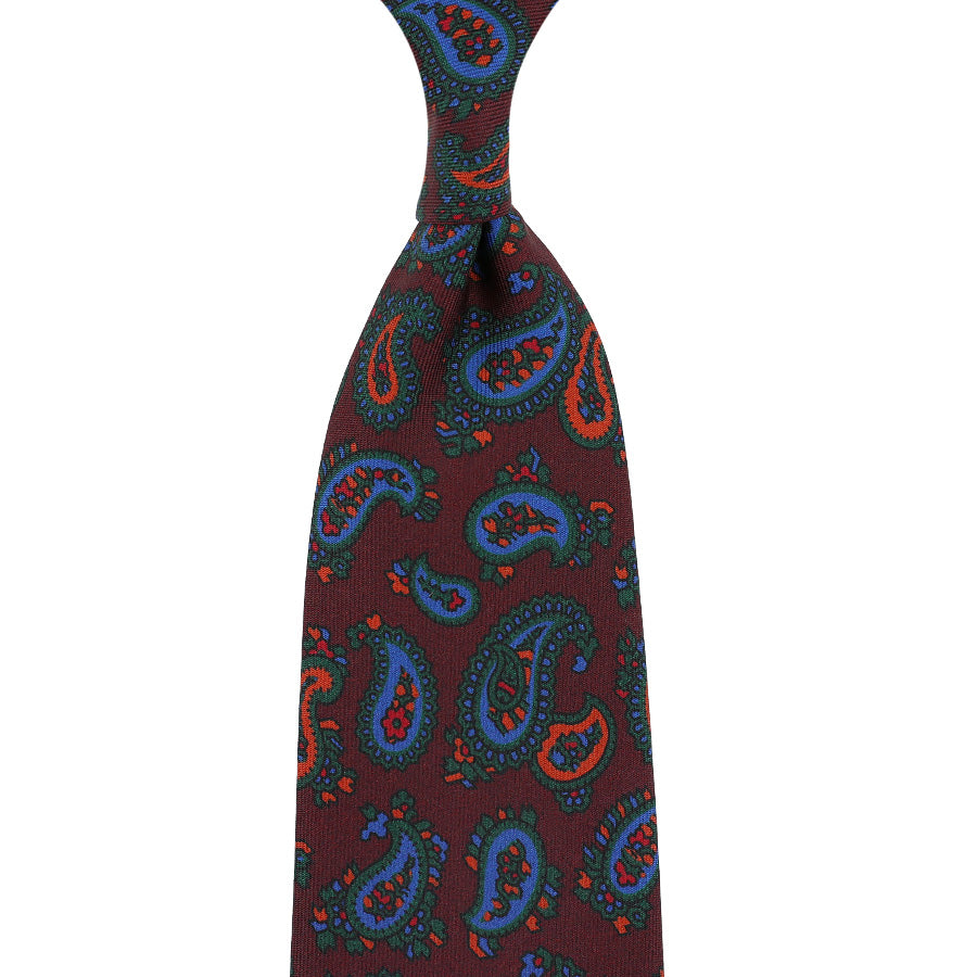 Ancient Madder Silk Tie - Burgundy - Hand-Rolled