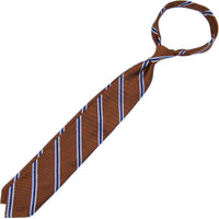 Repp Stripe Silk Tie - Copper - Hand-Rolled