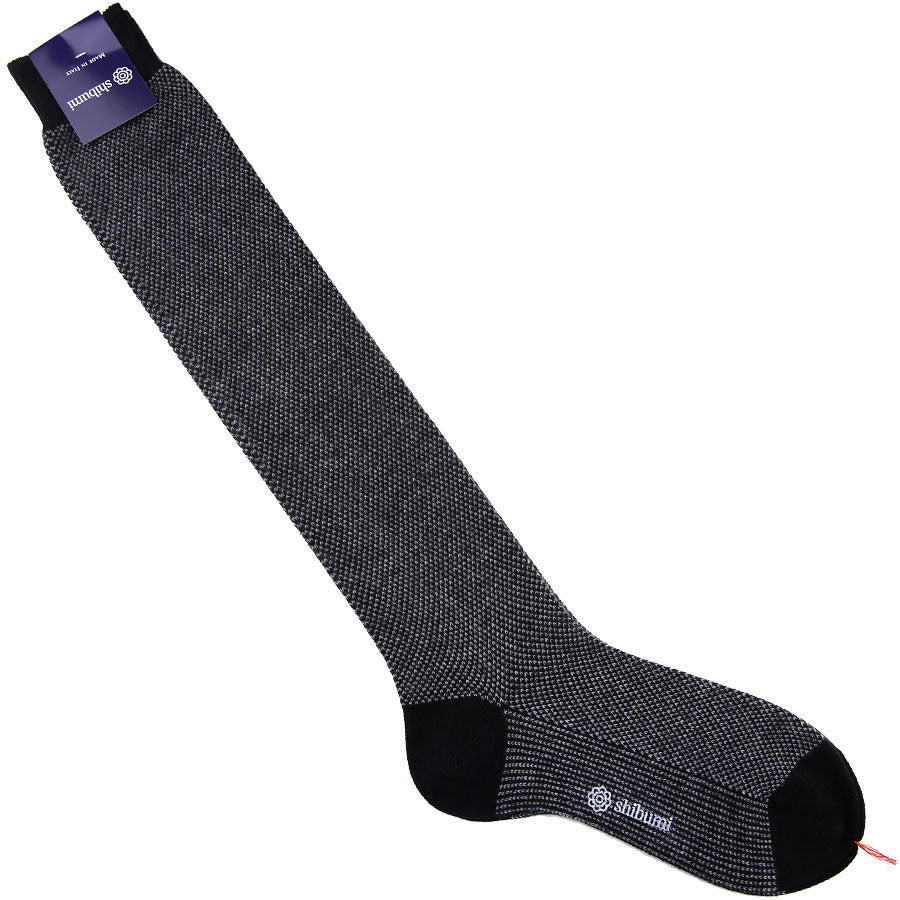 Knee Socks - Birdseye - Black - Pure Cashmere