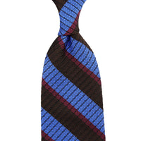 Striped English Grenadine Silk Tie - Brown / Blue / Burgundy