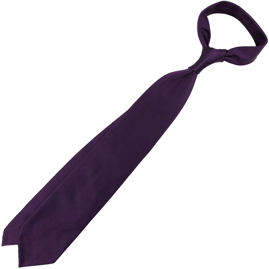 Plain Repp Silk Tie - Eggplant - Hand-Rolled