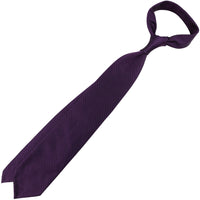 Plain Repp Silk Tie - Eggplant - Hand-Rolled