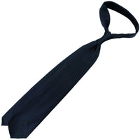 Plain Japanese Jacquard Silk Tie - Midnight - Hand-Rolled
