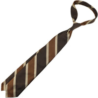 Repp Stripe Silk Tie - Brown / Copper - Hand-Rolled