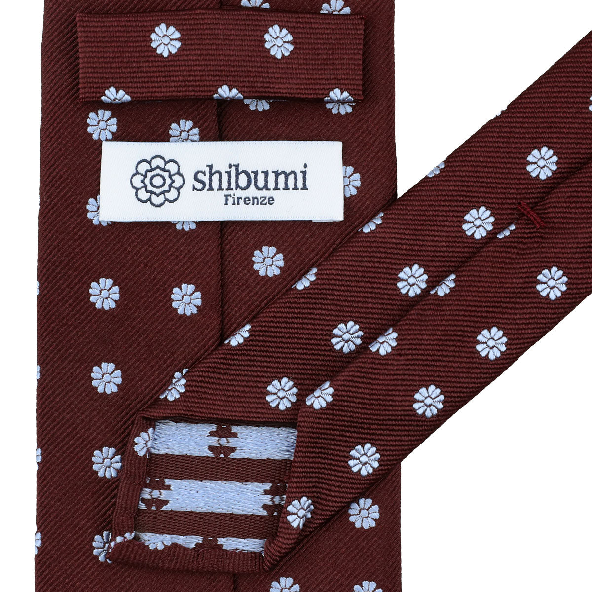 Floral Jacquard Silk Tie - Burgundy - Hand-Rolled