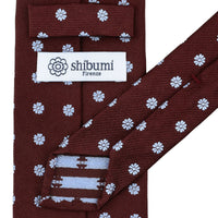 Floral Jacquard Silk Tie - Burgundy - Hand-Rolled