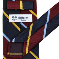 Japanese Repp Stripe Silk Tie - Burgundy / Navy