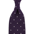 Dotted Wool/Silk Grenadine Tie - Eggplant - Hand-Rolled