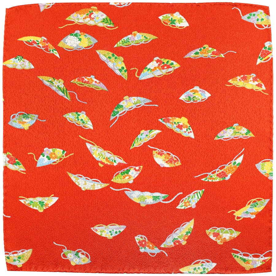 Vintage Kimono Silk Pocket Square - Orange II