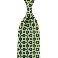 Floral Printed Silk Tie - Pistachio - Hand-Rolled