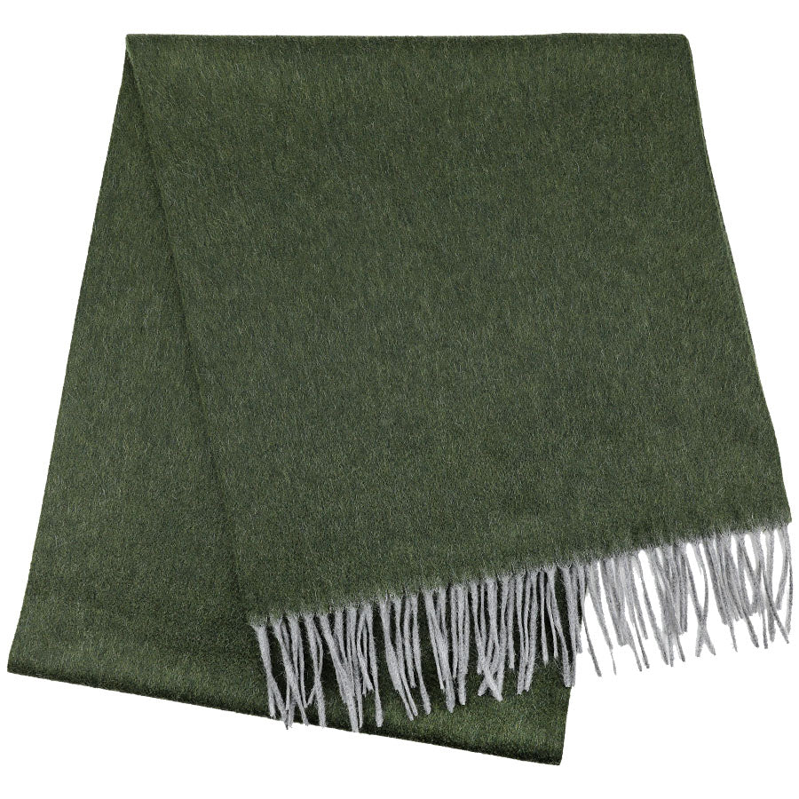 Double-Face Zibellino Cashmere Scarf - Forest / Grey