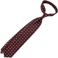 Floral Jacquard Silk Tie - Burgundy - Hand-Rolled