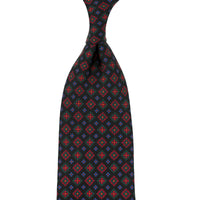 Ancient Madder Silk Tie - Black- Hand-Rolled