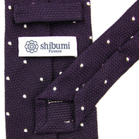 Dotted Wool/Silk Grenadine Tie - Eggplant - Hand-Rolled