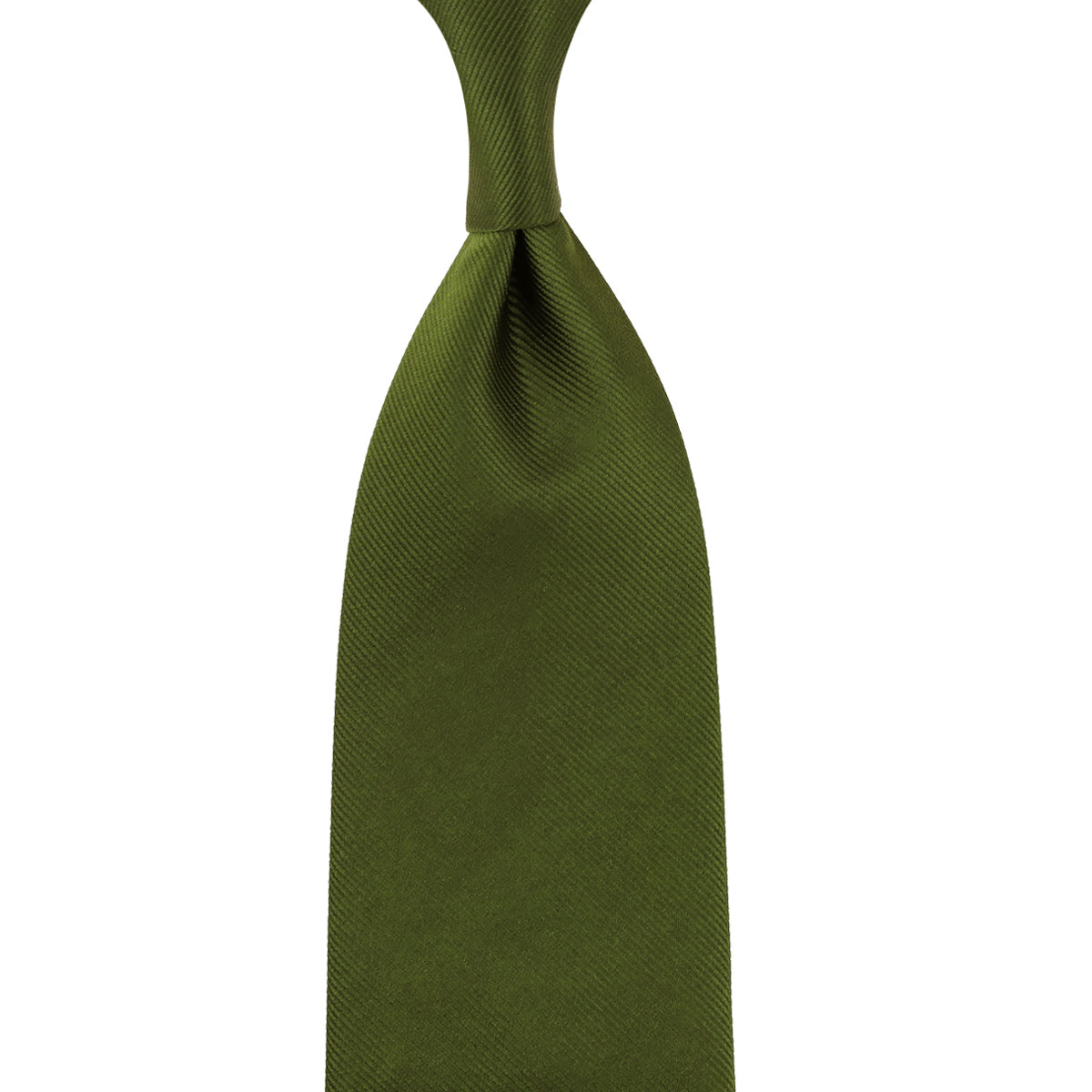 Plain Japanese Jacquard Silk Tie - Olive - Hand-Rolled