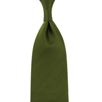 Plain Japanese Jacquard Silk Tie - Olive - Hand-Rolled